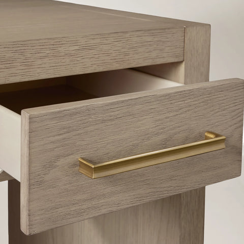 Bodhi Writing Desk Handcrafted From Solid White Oak With Brass Drawer Pulls