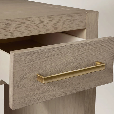 Bodhi Writing Desk Handcrafted From Solid White Oak With Brass Drawer Pulls