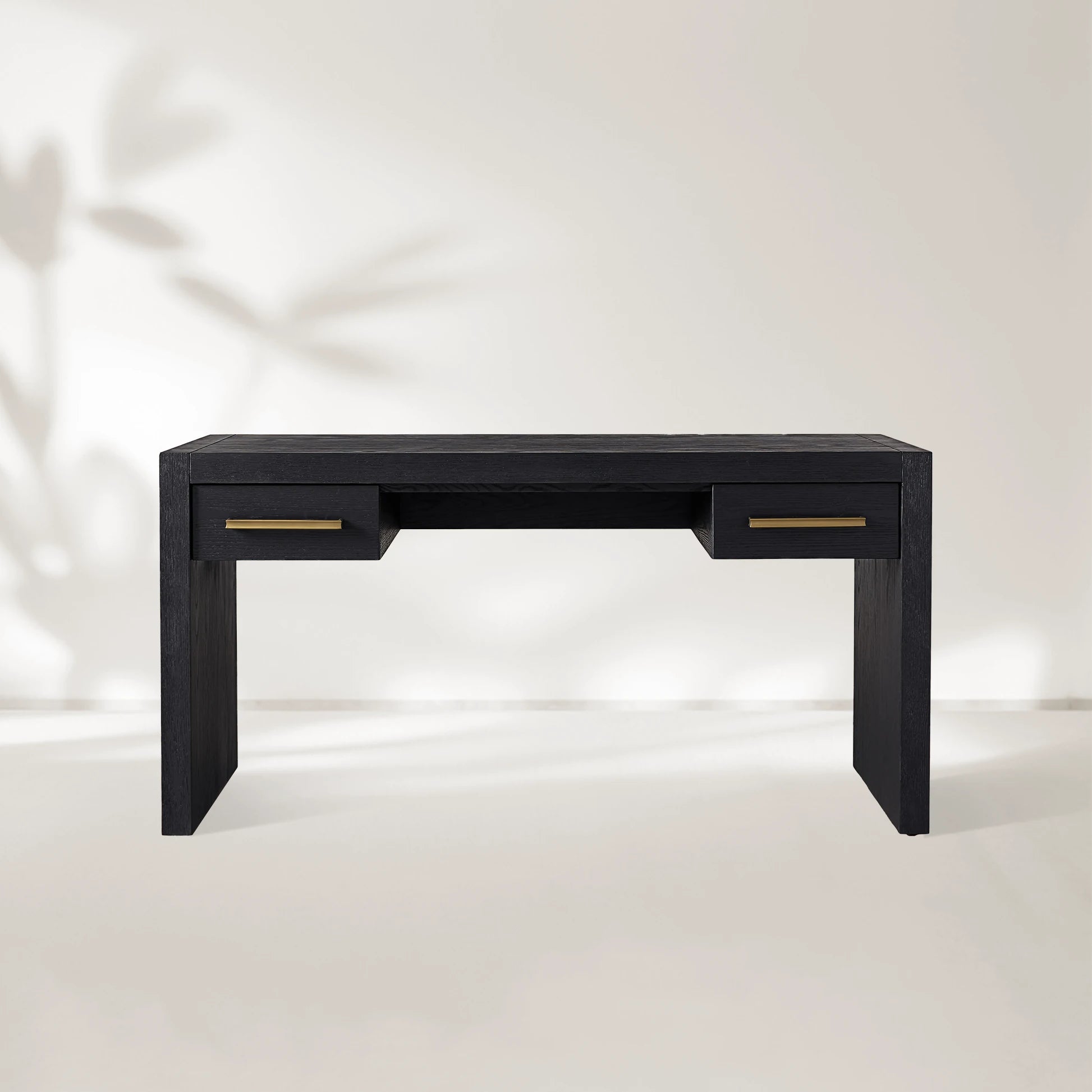 Bodhi Writing Desk Handcrafted From Solid White Oak With Brass Drawer Pulls