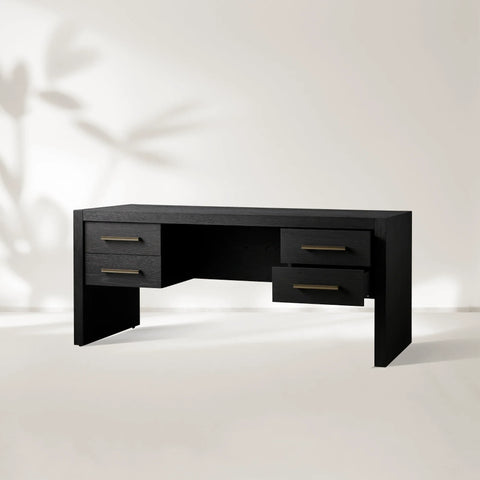 Bodhi Executive Desk Modern White Oak Office Desk With Storage Drawers