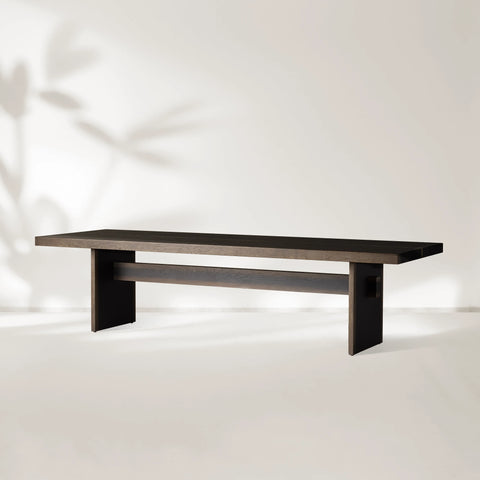 Mihaela Dining Table Handcrafted Romanian Oak With Walnut Veneer