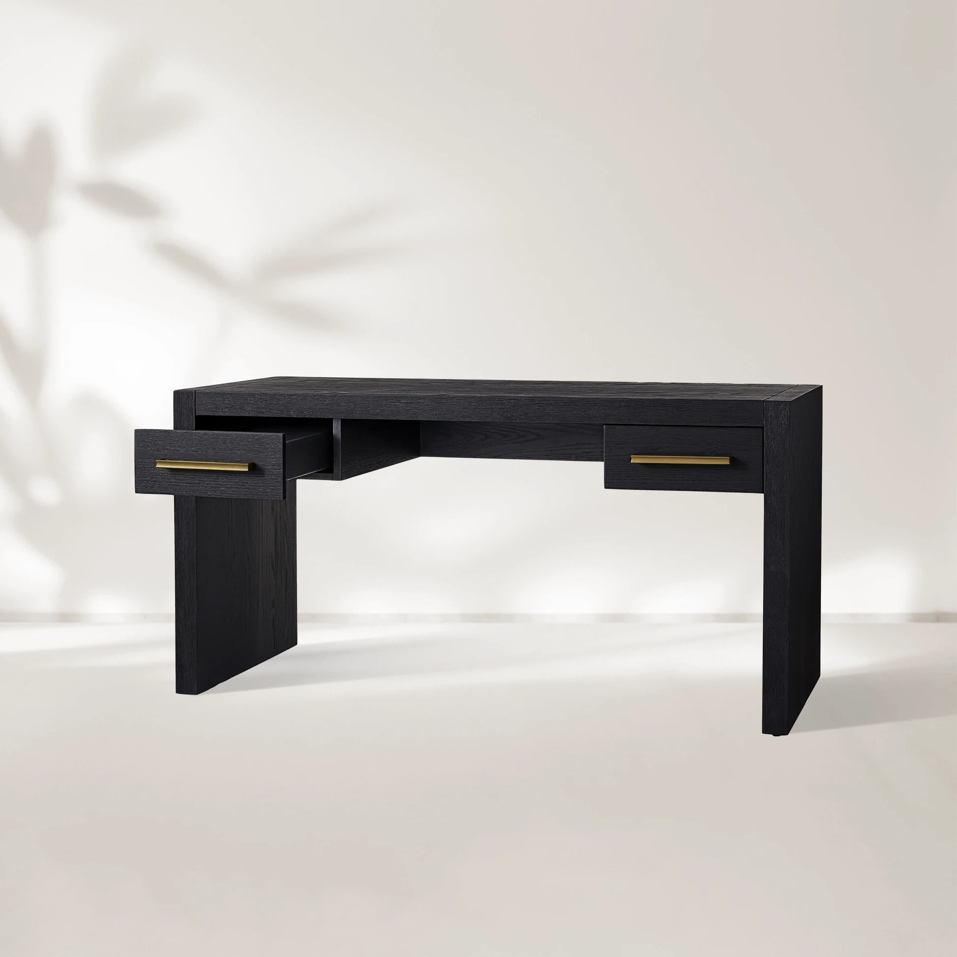 Bodhi Writing Desk Handcrafted From Solid White Oak With Brass Drawer Pulls