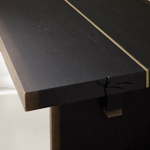 Mihaela Dining Table Handcrafted Romanian Oak With Walnut Veneer