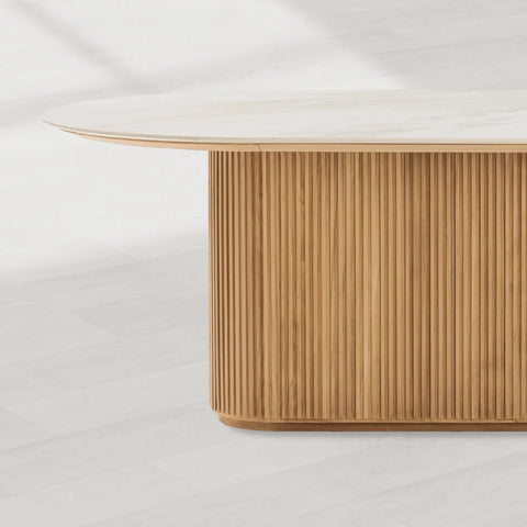 Beaumont Outdoor Teak Dining Table with Stone Tops