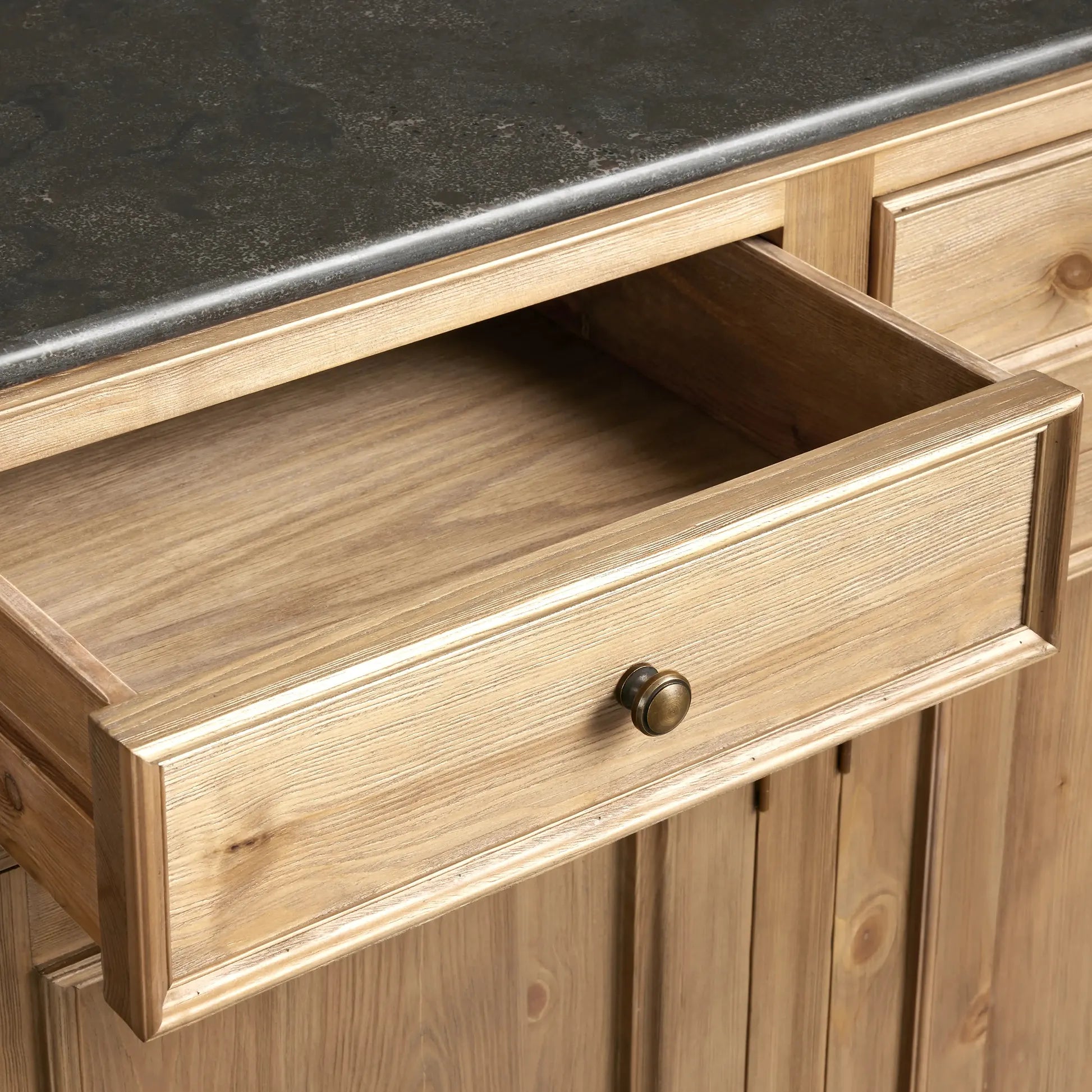 Kensington Buffet with Solid Pine Wood Base and Stone Top