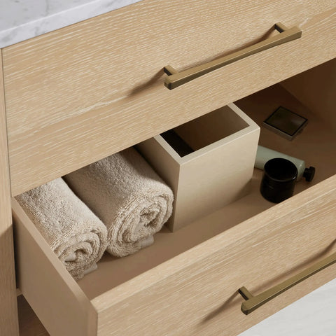 Calista Honed Stone Tops Double Vanity with Drawers