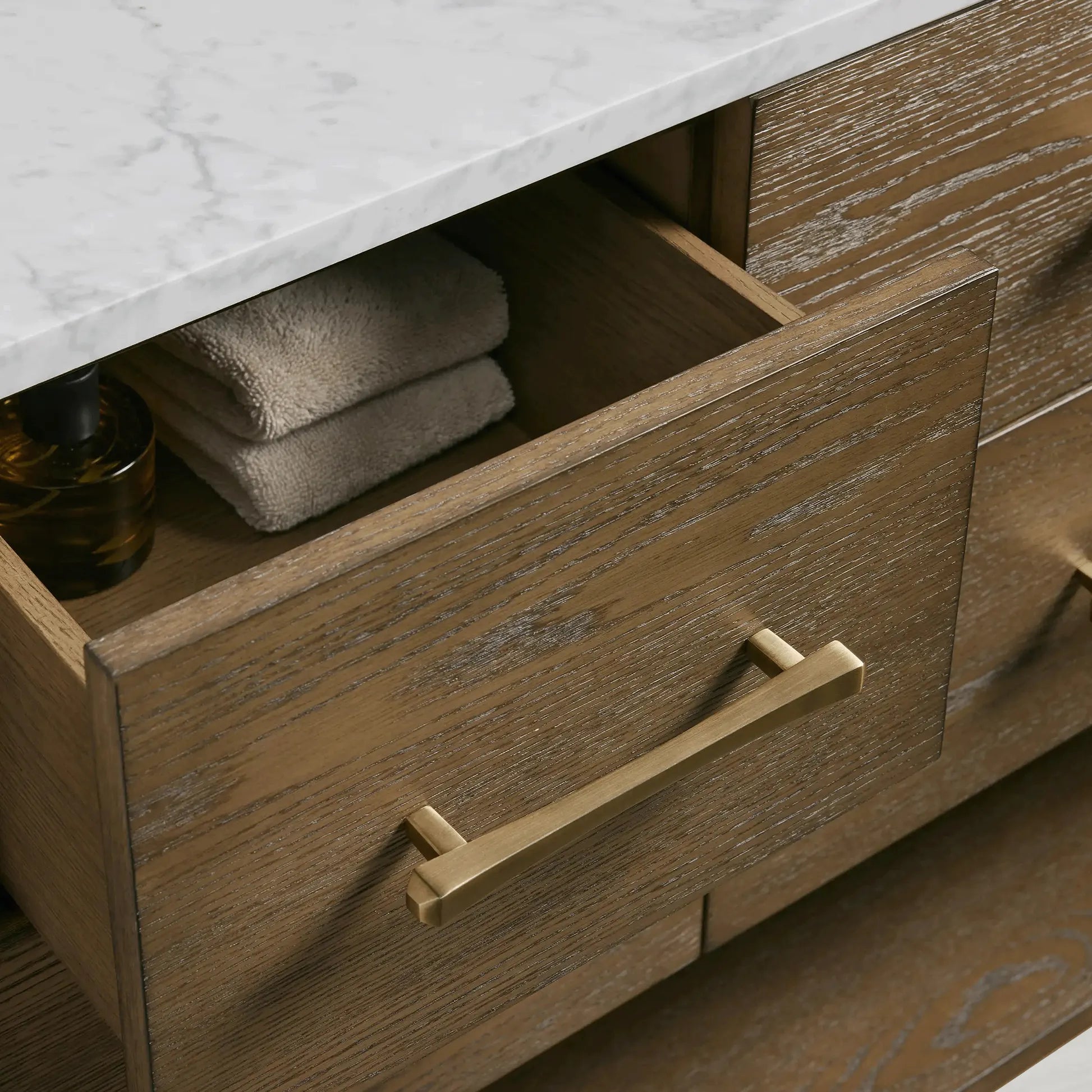 Calista Honed Stone Tops Double Vanity with Drawers
