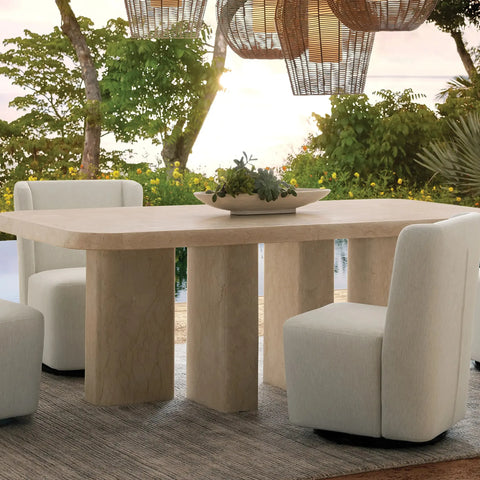 Cruz Outdoor Rectangular Marble Stone Dining Table
