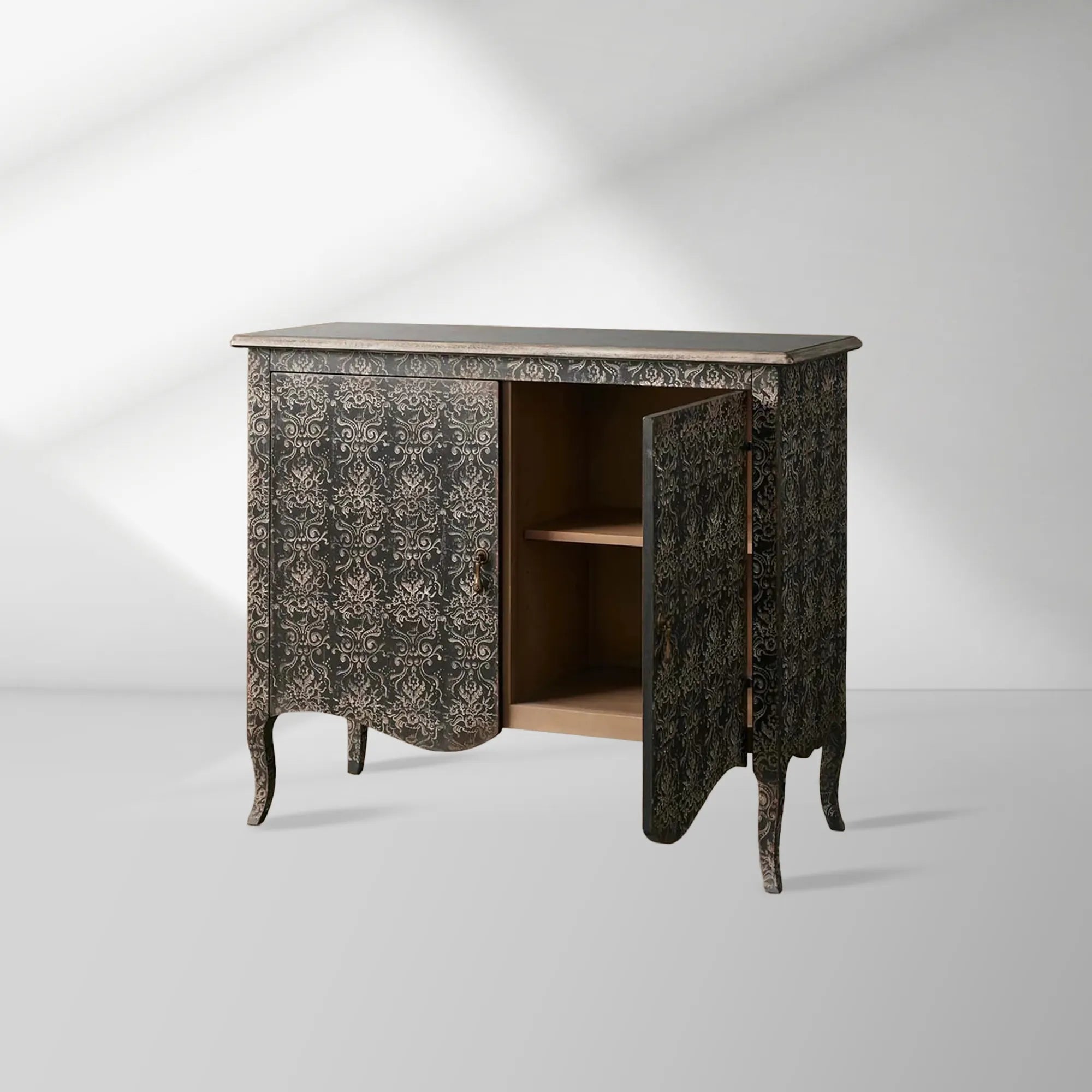 Amalfi Hand-Painted Sideboards Buffet Cabinet Wood Distressed Storage Cabinet