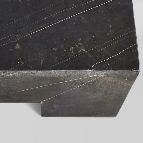 Brooklyn Black Marquina Marble Coffee Table Stone Cocktail Table Rectangle Sofa Center Tea Table