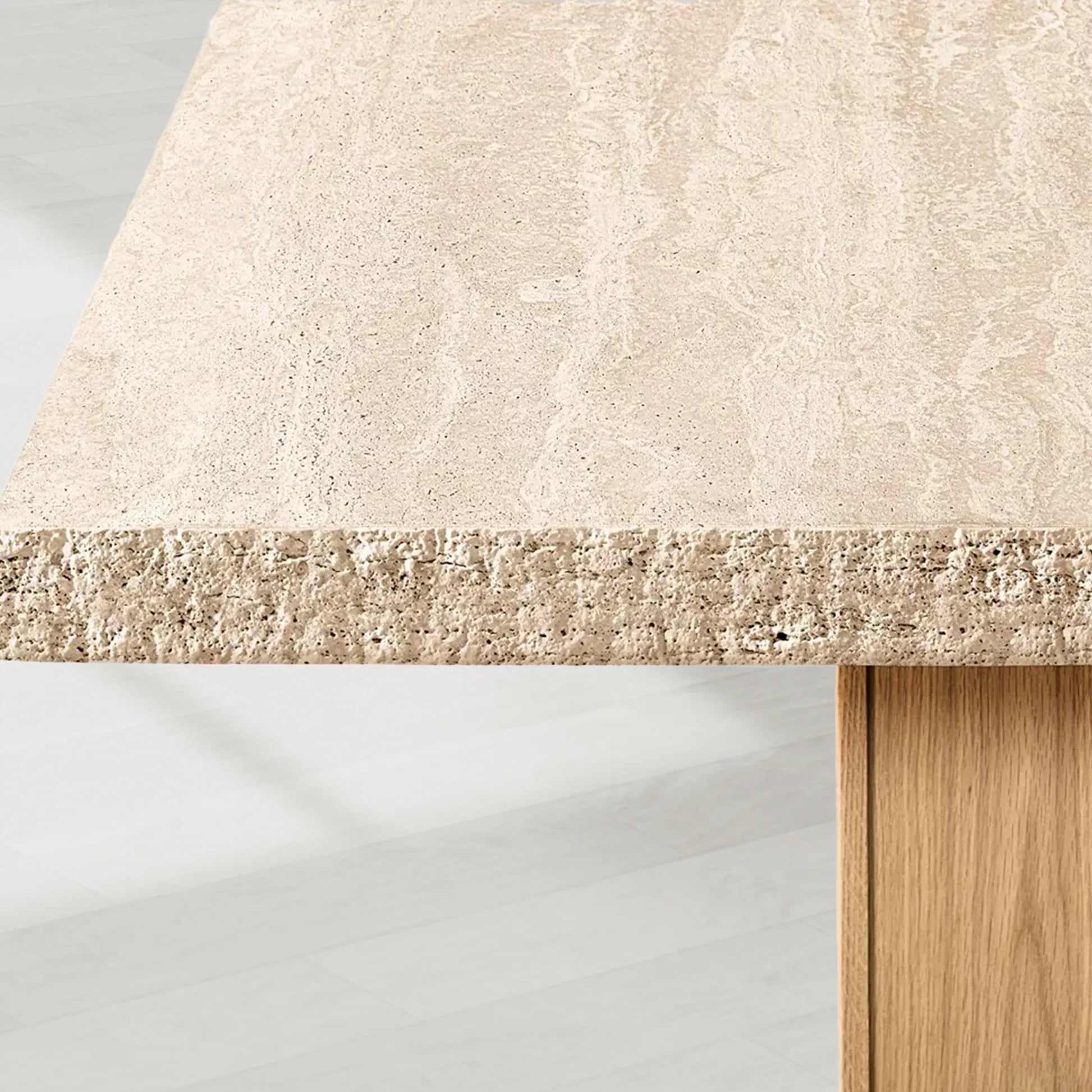 Lumi Japanese Rectangular Dining Table Turkish Travertine