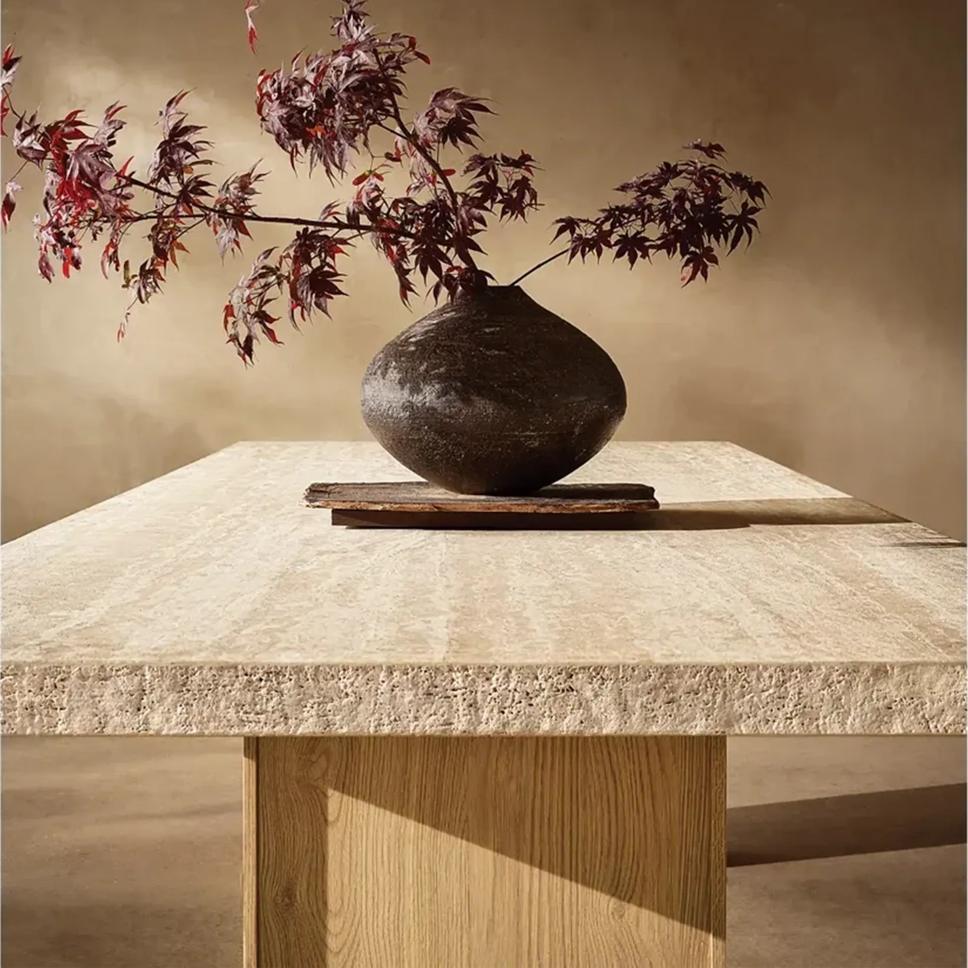 Lumi Japanese Rectangular Dining Table Turkish Travertine