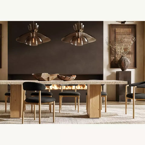 Lumi Japanese Rectangular Dining Table Turkish Travertine