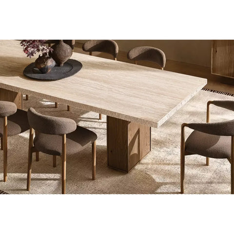 Lumi Japanese Rectangular Dining Table Turkish Travertine