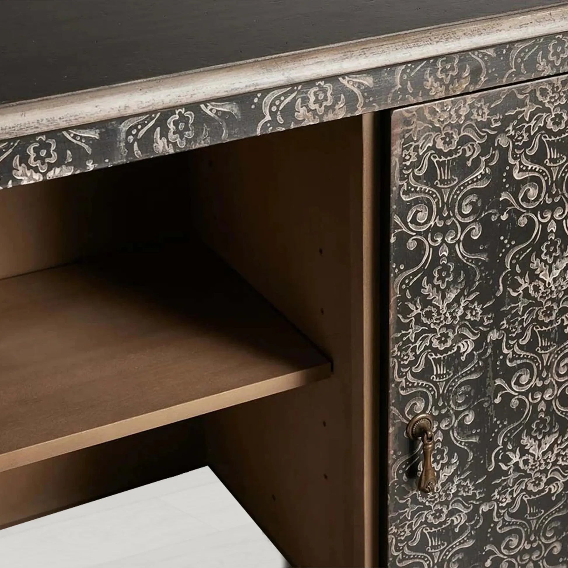 Amalfi Hand-Painted Sideboards Buffet Cabinet Wood Distressed Storage Cabinet