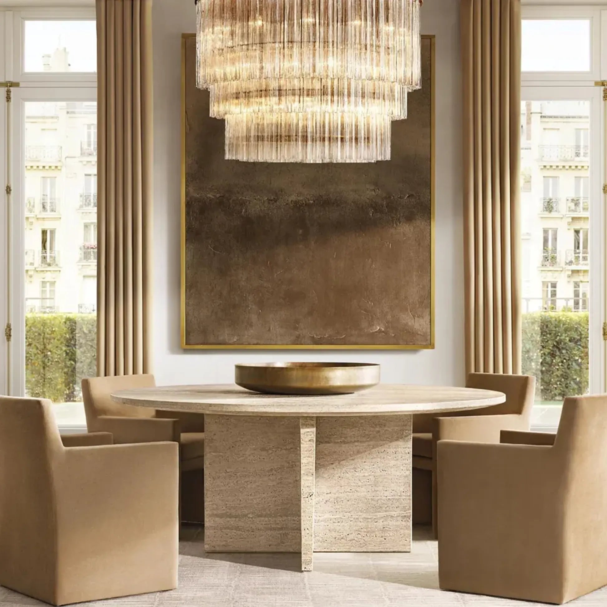 Wyeth Natural Travertine Round Dining Table