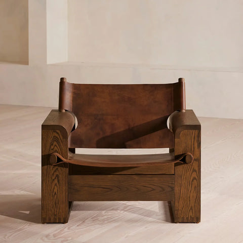 Gabriel Solid Oak Leather Armchair