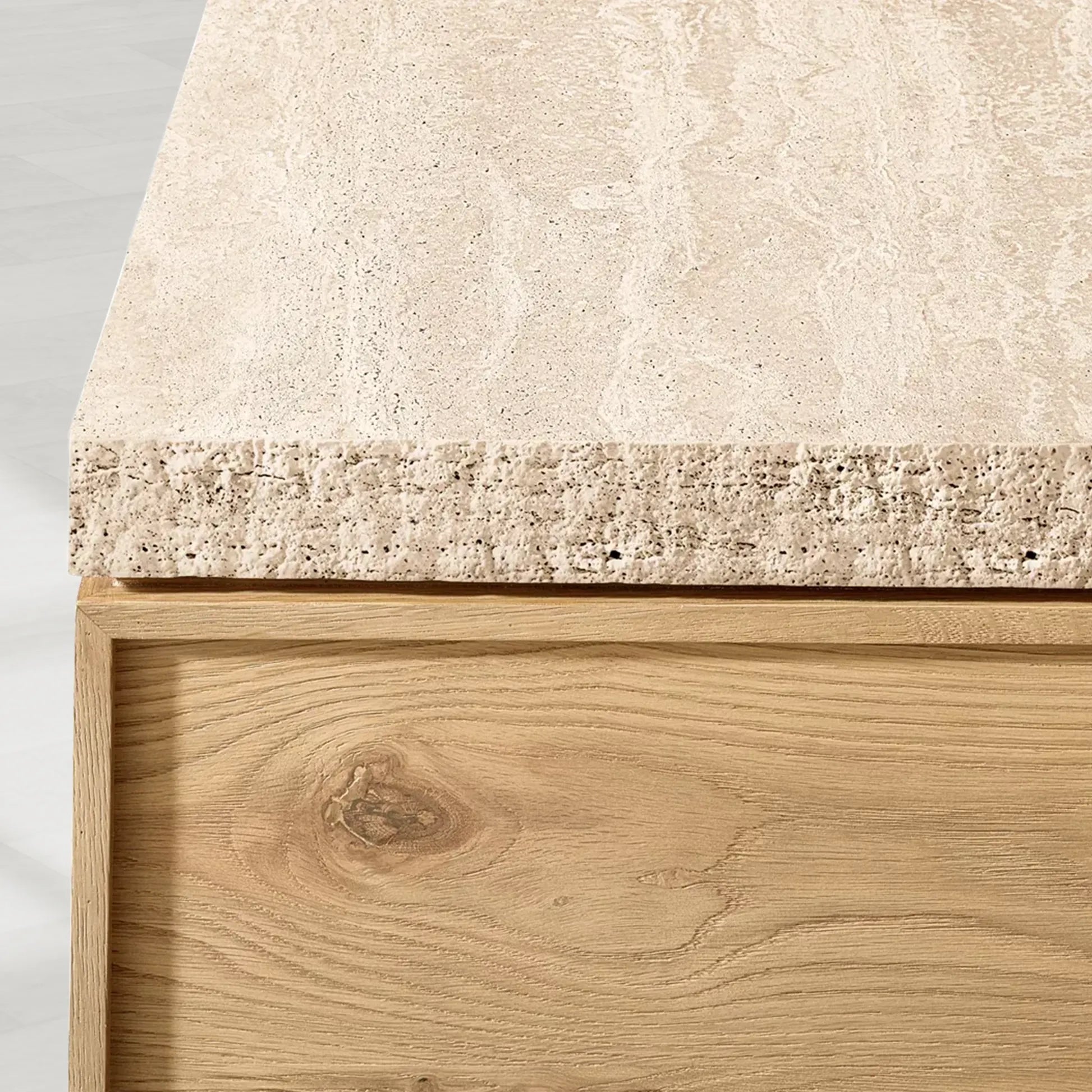 Lumi Rectangular Turkish Travertine Top Coffee Table