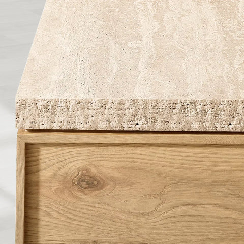 Lumi Rectangular Turkish Travertine Top Coffee Table