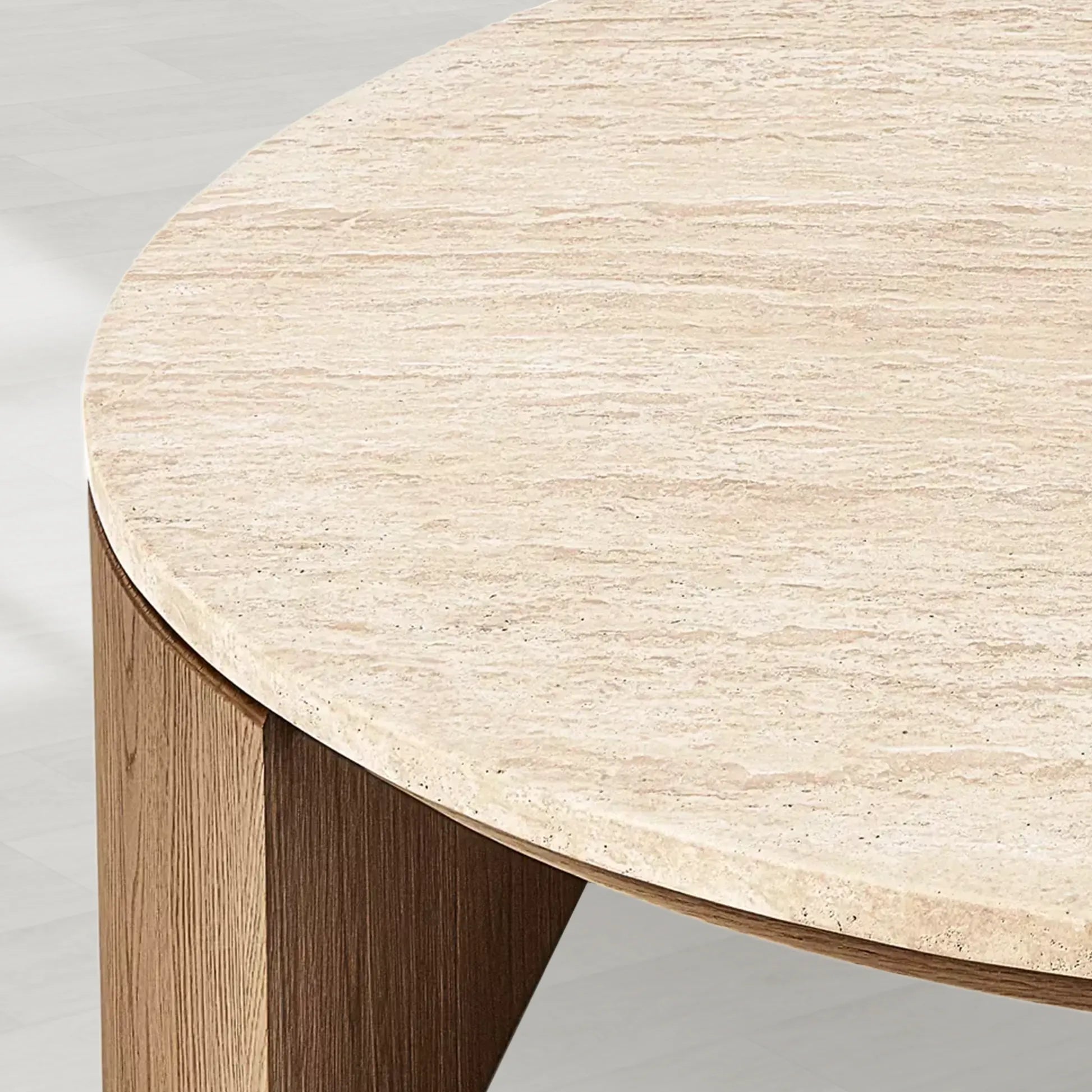 Mizu Round Turkish Travertine Top Coffee Table