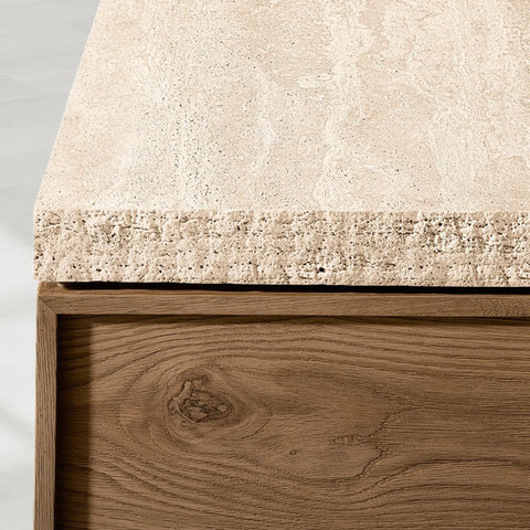 Lumi Rectangular Turkish Travertine Top Coffee Table