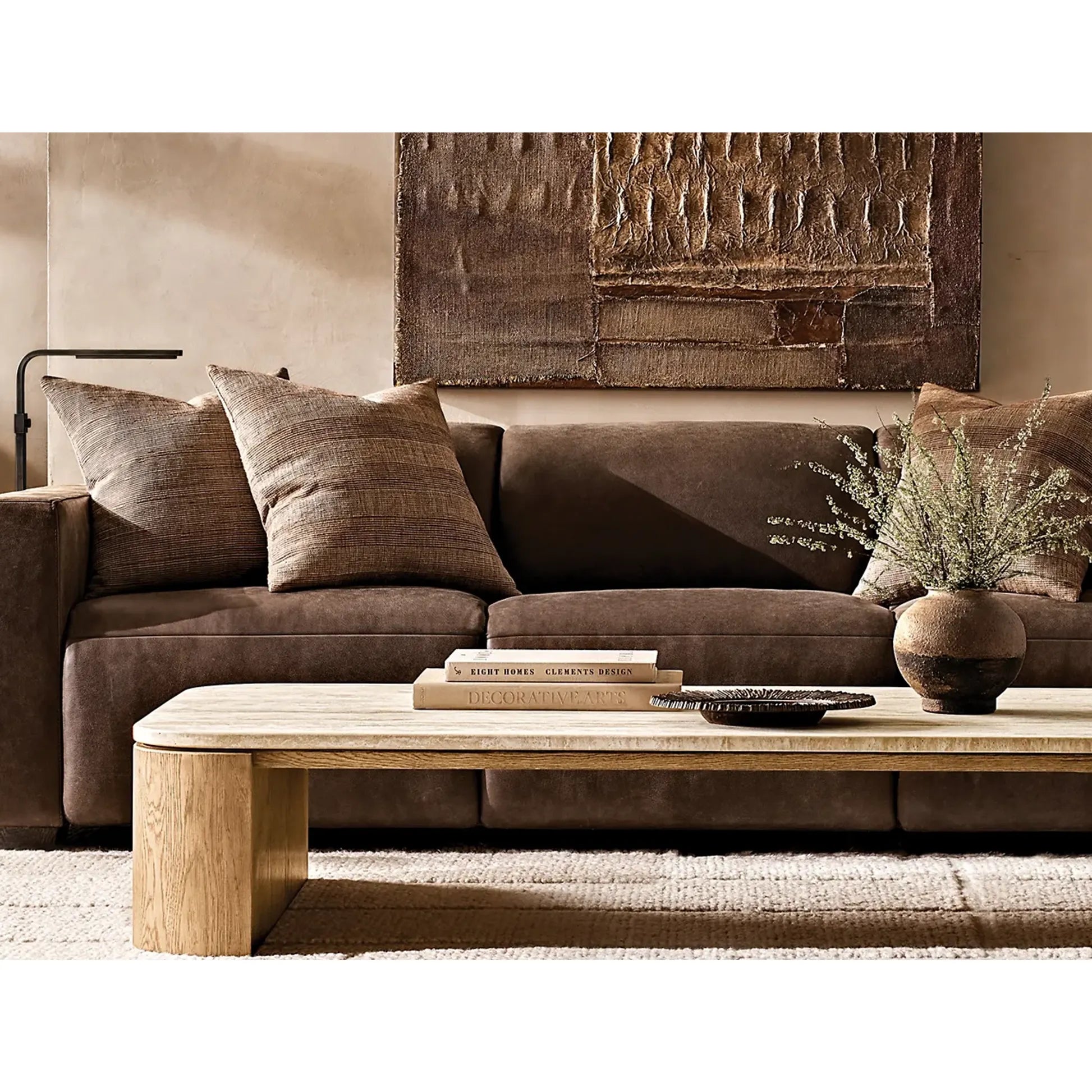 Mizu Rectangular Turkish Travertine Top Coffee Table