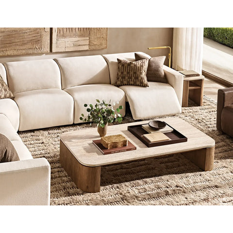 Mizu Rectangular Turkish Travertine Top Coffee Table