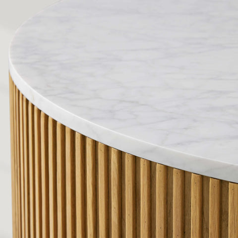 Finnley Round Coffee Table Stone Top Sofa Center Tea Table with Brass Base