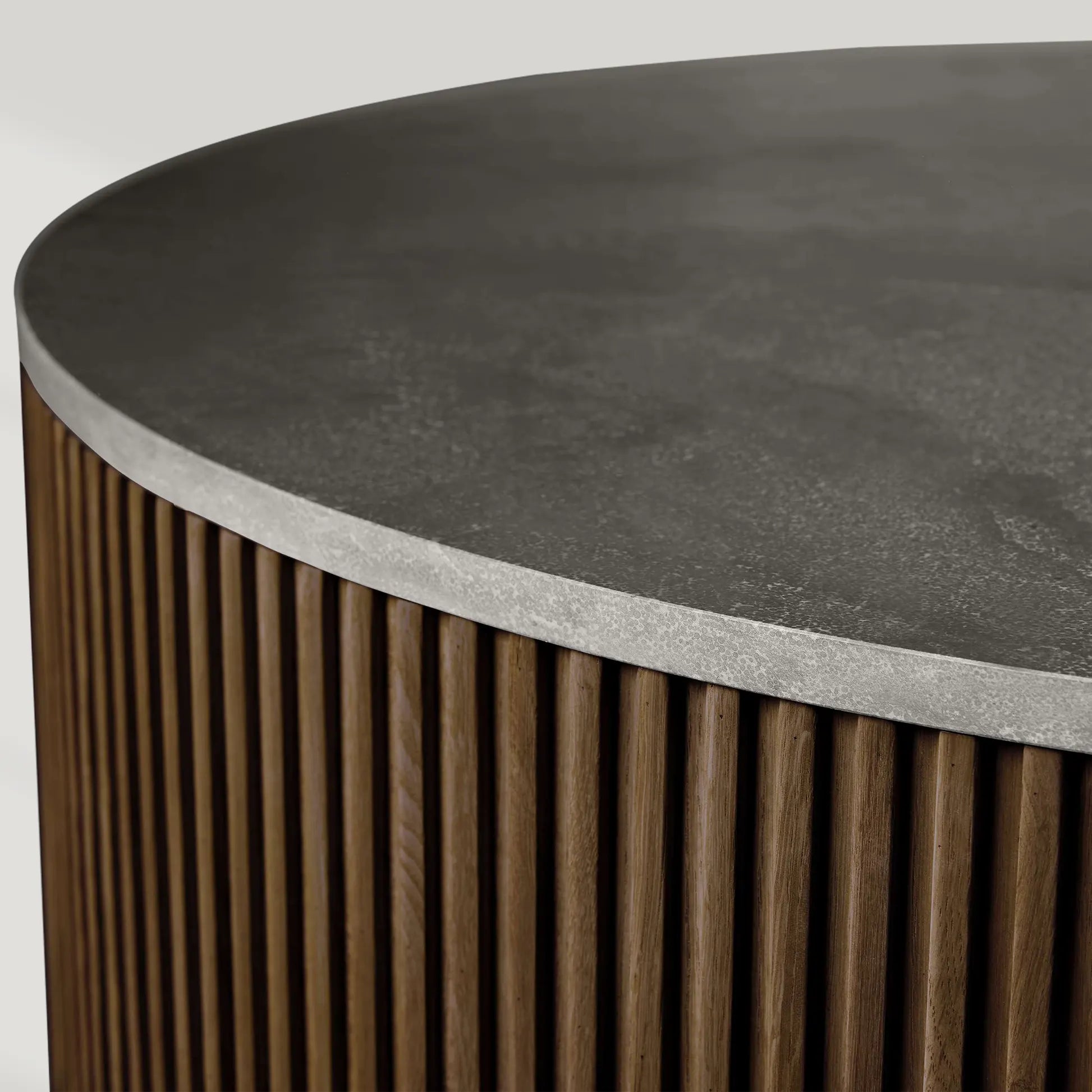 Finnley Round Coffee Table Stone Top Sofa Center Tea Table with Brass Base