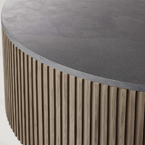 Finnley Round Coffee Table Stone Top Sofa Center Tea Table with Brass Base