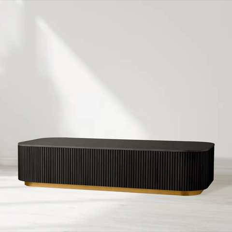 Finnley Solid Wood Coffee Table with Stone Top Center Tea Table