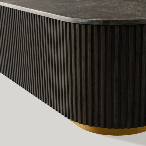 Finnley Solid Wood Coffee Table with Stone Top Center Tea Table