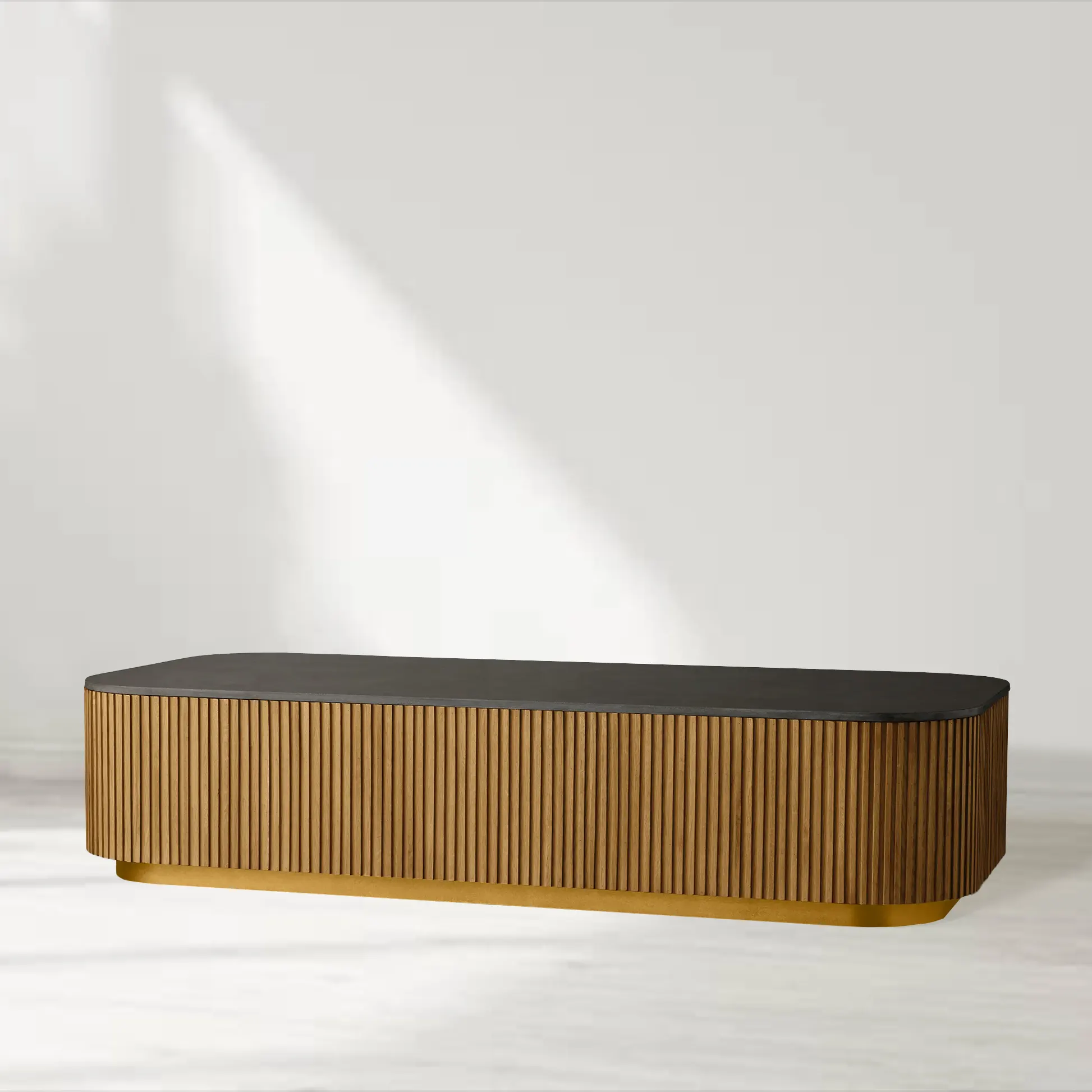 Finnley Solid Wood Coffee Table with Stone Top Center Tea Table