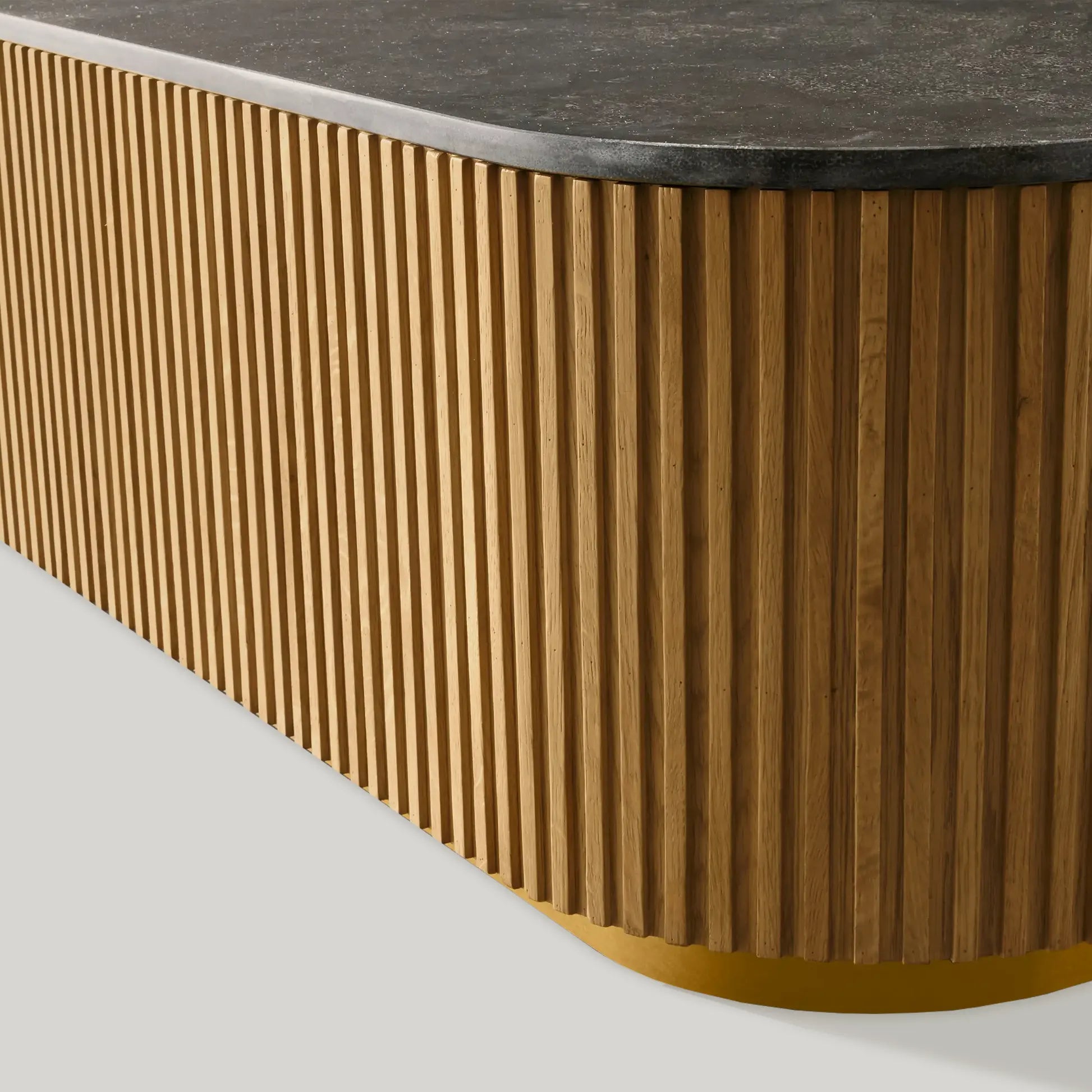 Finnley Solid Wood Coffee Table with Stone Top Center Tea Table