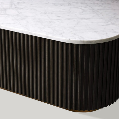 Finnley Solid Wood Coffee Table with Stone Top Center Tea Table