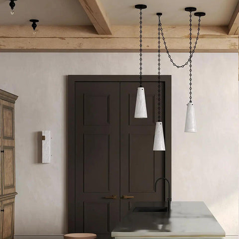 Contemporary Lucca Chandelier 202A-5 in Alabaster, 5-Light Vintage Alabaster Pendant Cluster