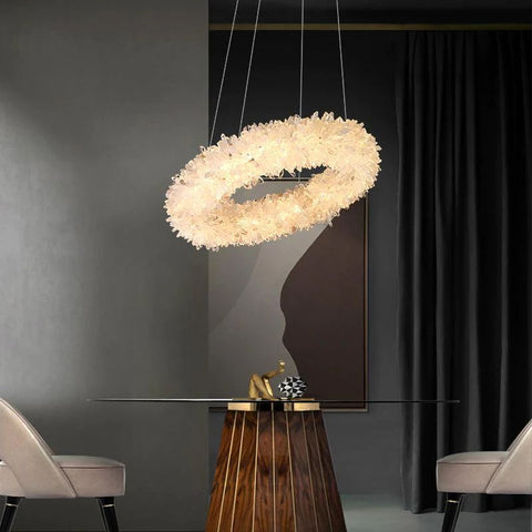 Rock Crystal Round Modern Chandelier - valleylamps