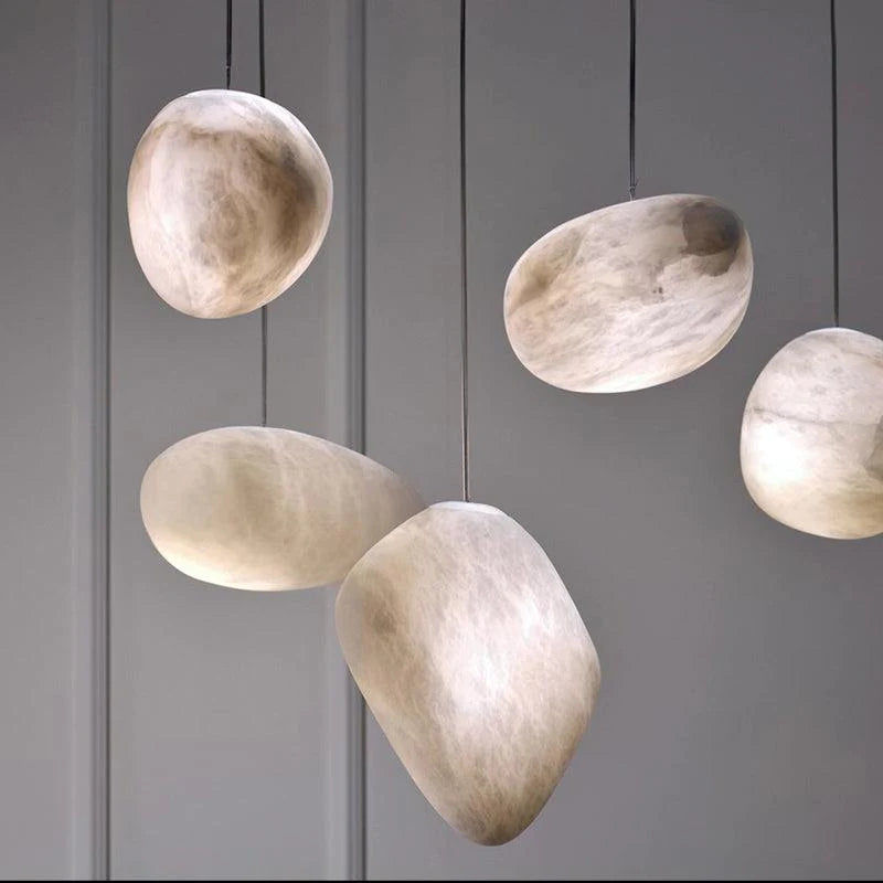 Housegent Modern Luxury Alabaster Natural Stone Pendant, Creative Pendant Light