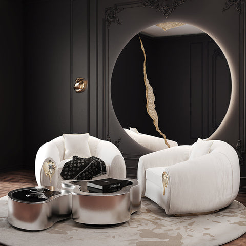 Brass Leather Sculptural Form Armchair