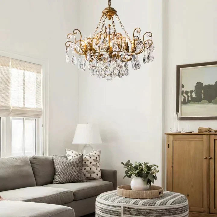 European Retro Light Luxury Crystal Pendant Electronic Candle Chandelier for Living Room / Dining Room / Bedroom