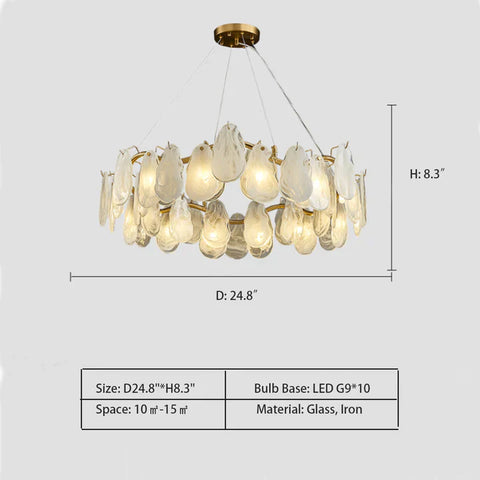 Post-modern Creative Art Cloud Glass Shell Suspension Chandelier Suit for Living & Dining Room, art design, ins celebrity, round, dimension