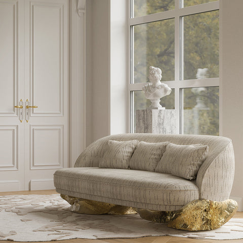 Brass Wood Sculptural Form Sideboard Living Room