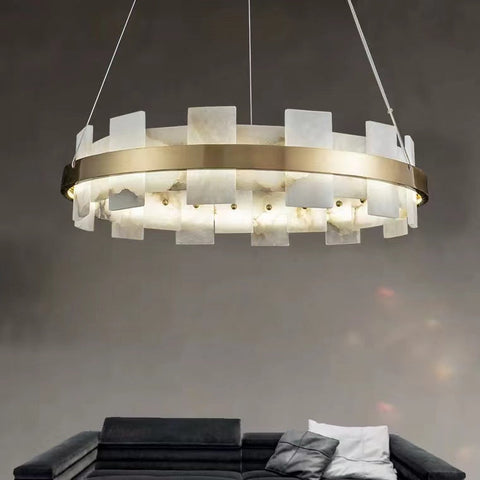 Housegent Anita Modern Round Alabaster Chandelier For Living Room