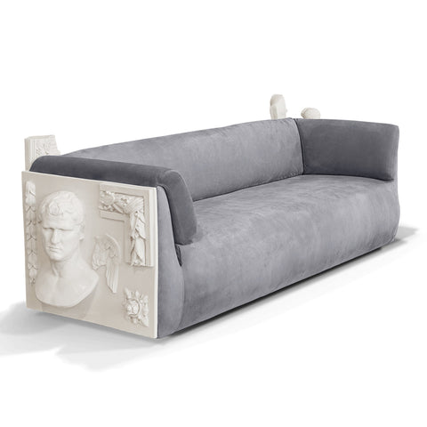 Stone Wood Sculptural Form Sofa