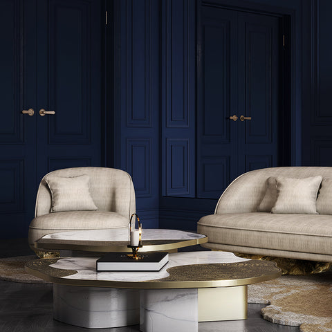 Brass Wood Sculptural Form Sideboard Living Room