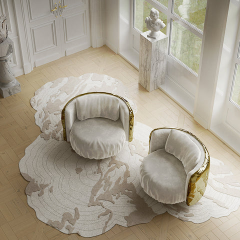 Brass Wood Sculptural Form Armchair