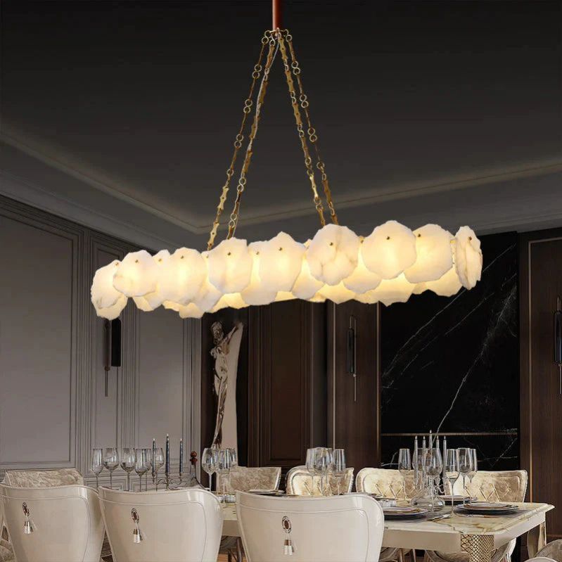 Housegent Alabaster OvalI Chandelier, Dining Room Chandelier