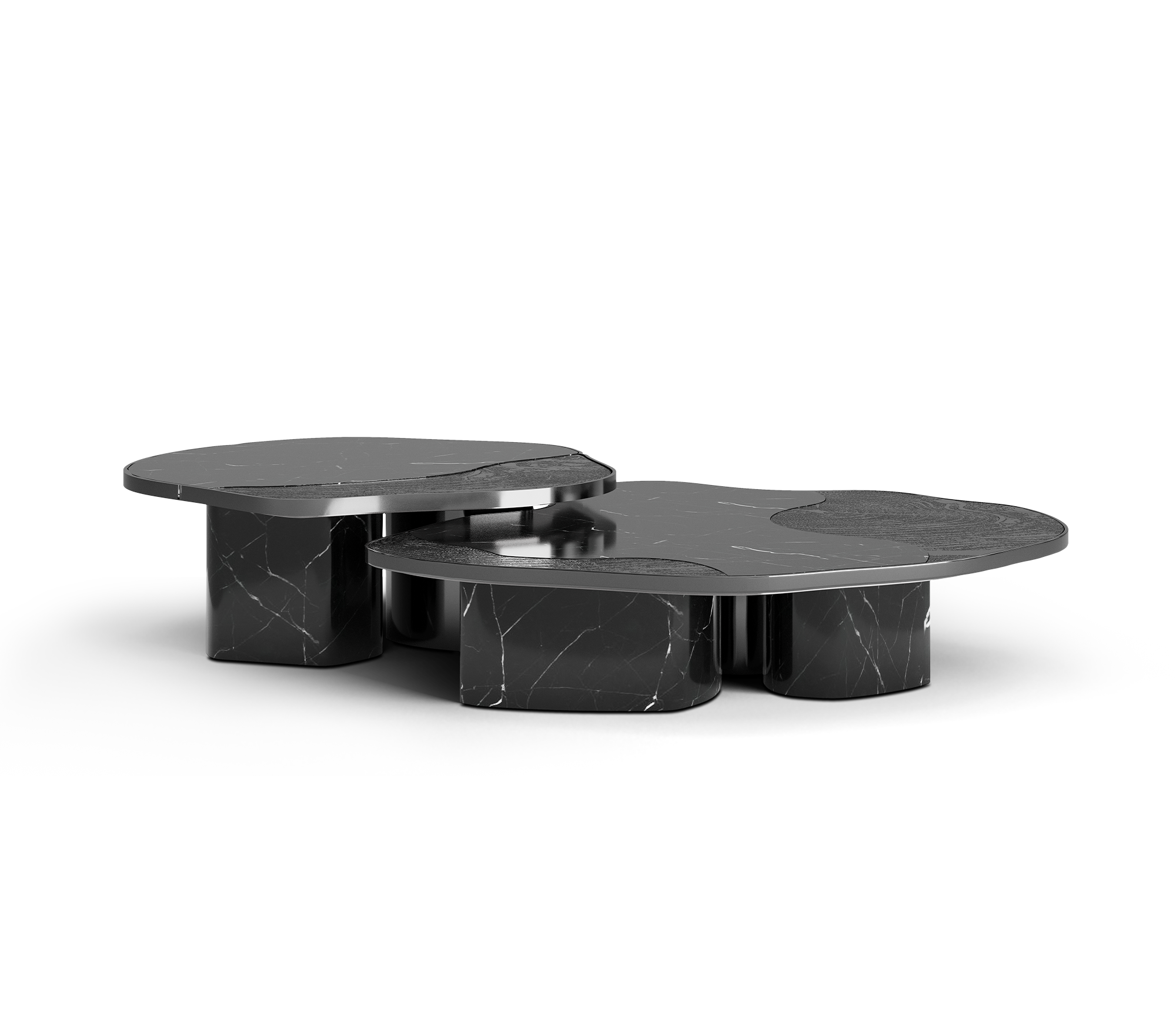 Stone Marble Black Sculptural Form Coffee Table
