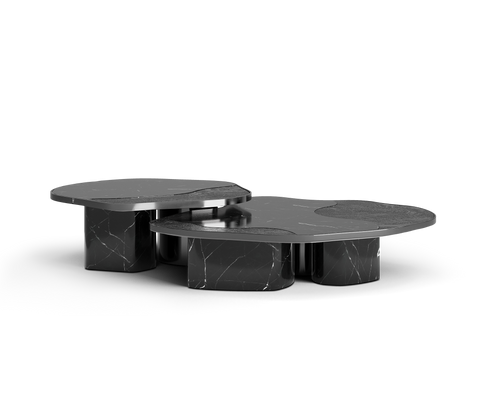 Stone Marble Black Sculptural Form Coffee Table
