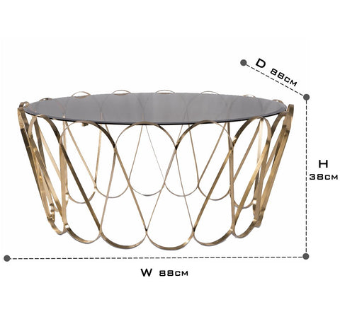 Brass Glass Sculptural Form Coffee Table